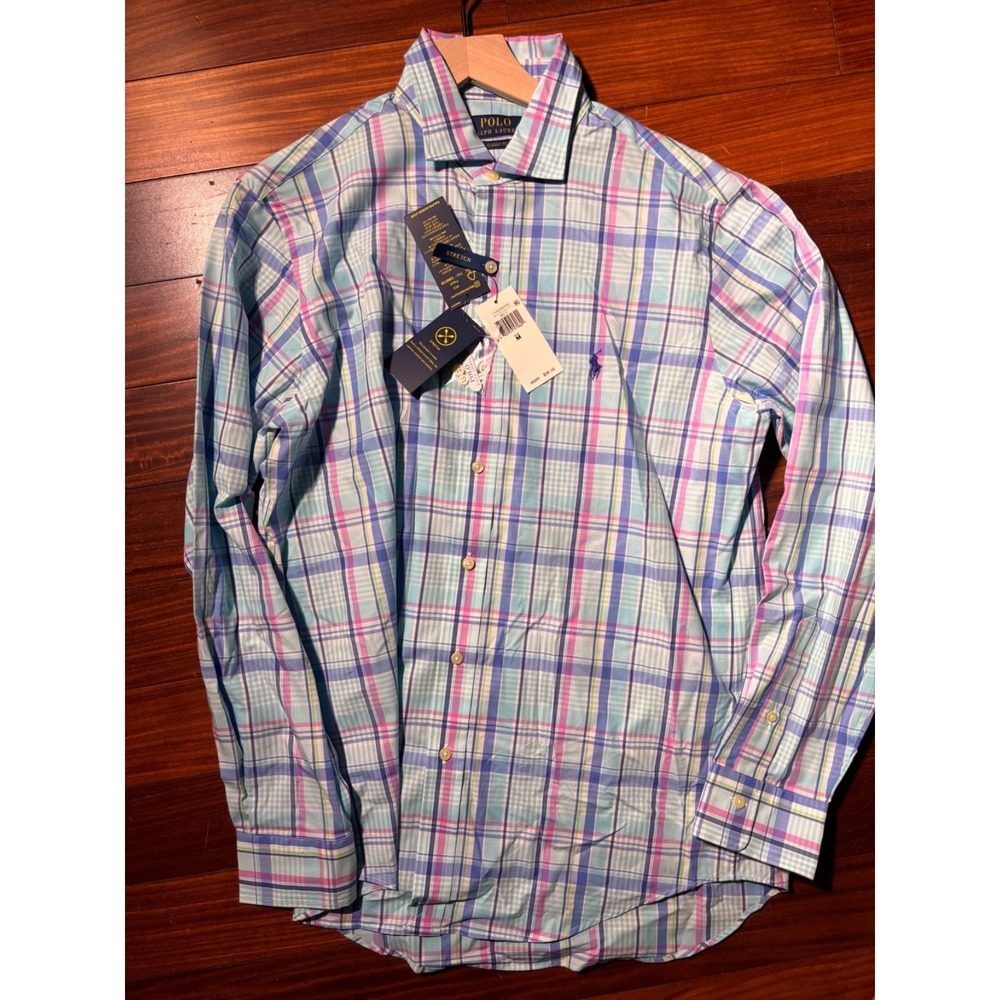 Polo Ralph Lauren Mens Sz Medium Classic Fit Plaid  Shirt  NEW